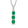 Thumbnail Image 0 of Lab-Created Emerald Three Stone Pendant in 10K White Gold