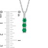 Thumbnail Image 1 of Lab-Created Emerald Three Stone Pendant in 10K White Gold