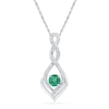 Thumbnail Image 0 of 5.0mm Lab-Created Emerald and Diamond Accent Infinity Twist Pendant in 10K White Gold
