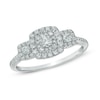 Thumbnail Image 0 of 1/2 CT. T.W. Diamond Square Frame Three Stone Engagement Ring in 10K White Gold