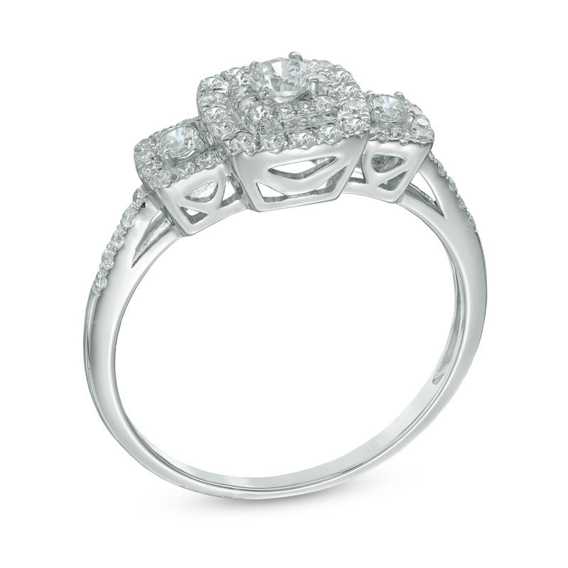 Square Diamond Engagement Ring with Halo | deBebians