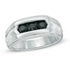 Thumbnail Image 1 of 4.0mm Black Sapphire Three Stone Band in Sterling Silver
