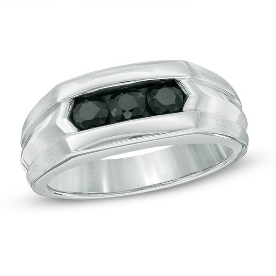 4.0mm Black Sapphire Three Stone Band in Sterling Silver