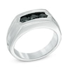 Thumbnail Image 2 of 4.0mm Black Sapphire Three Stone Band in Sterling Silver