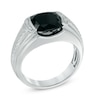 Thumbnail Image 2 of Men's 10.0mm Cushion-Cut Onyx and Diamond Accent Ring in Sterling Silver