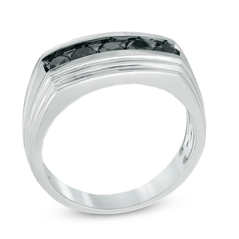 Main Image 2 of 3.5mm Black Sapphire Five Stone Band in Sterling Silver