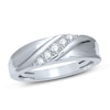 Thumbnail Image 1 of 1/4 CT. T.W. Diamond Five Stone Slant Wedding Band in 10K White Gold