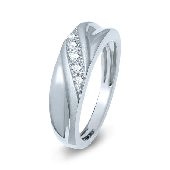 1/4 CT. T.w. Diamond Five Stone Slant Wedding Band in 10K White Gold