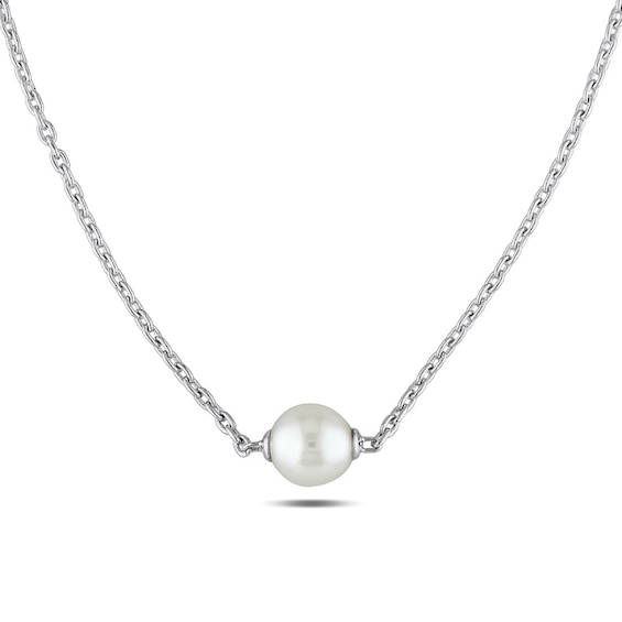 9.0 - 9.5mm Cultured Freshwater Pearl Necklace in Sterling Silver 9.0 - 9.5mm Cultured Freshwater Pearl Necklace in Sterling Silver