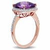 Thumbnail Image 2 of 10.0mm Cushion-Cut Amethyst and 1/10 CT. T.W. Diamond Frame Ring in 10K Rose Gold