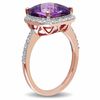 Thumbnail Image 1 of 10.0mm Cushion-Cut Amethyst and 1/10 CT. T.W. Diamond Frame Ring in 10K Rose Gold