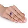 Thumbnail Image 3 of 10.0mm Cushion-Cut Amethyst and 1/10 CT. T.W. Diamond Frame Ring in 10K Rose Gold