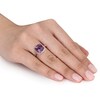 Thumbnail Image 2 of 10.0mm Cushion-Cut Amethyst and 1/10 CT. T.W. Diamond Frame Ring in 10K Rose Gold