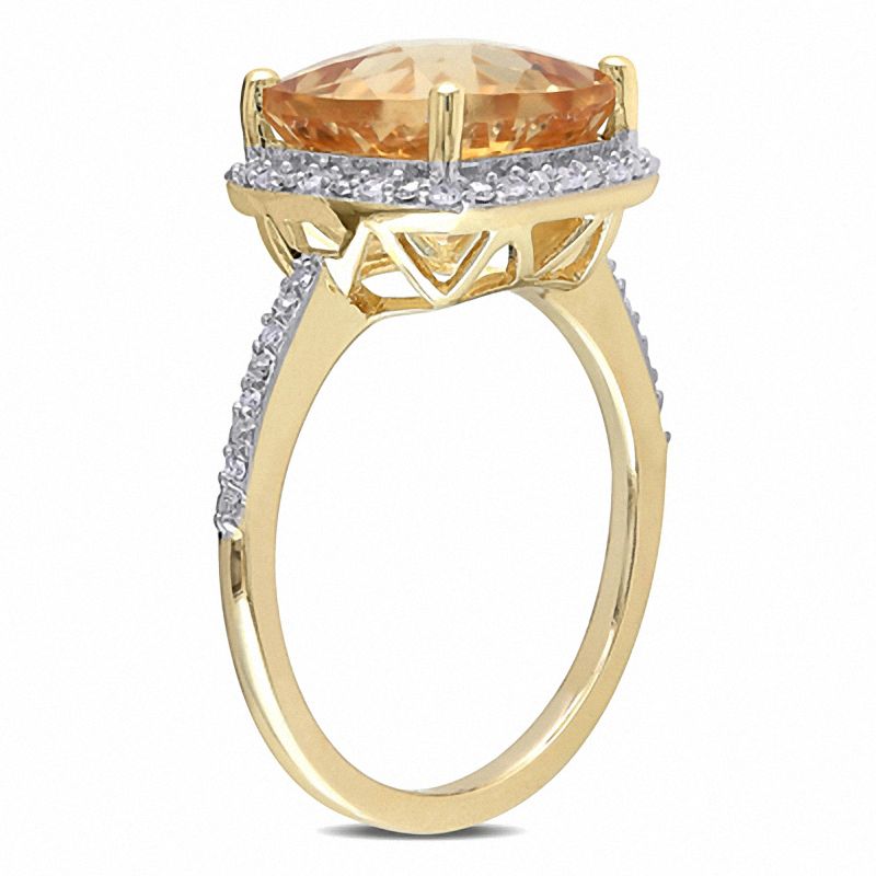 10.0mm Cushion Cut Citrine and 1 10 CT. T.W. Diamond Frame Ring in 10K Gold Zales