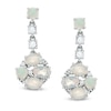 Thumbnail Image 1 of Oval Opal and Lab-Created White Sapphire Drop Earrings in Sterling Silver