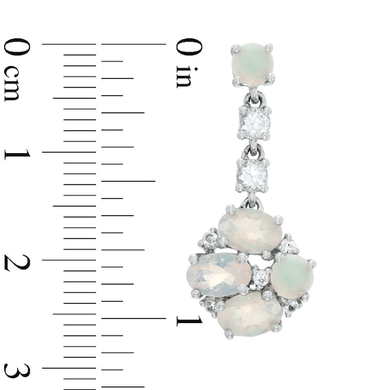 Oval Opal and Lab-Created White Sapphire Drop Earrings in Sterling Silver