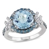 Thumbnail Image 0 of 10.0mm Blue Topaz and 1/8 CT. T.W. Diamond Ring in Sterling Silver