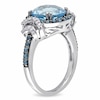 Thumbnail Image 1 of 10.0mm Blue Topaz and 1/8 CT. T.W. Diamond Ring in Sterling Silver