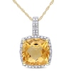 Thumbnail Image 0 of 10.0mm Cushion-Cut Citrine and 1/10 CT. T.W. Diamond Frame Pendant in 10K Gold - 17"