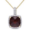 Thumbnail Image 0 of 10.0mm Cushion-Cut Garnet and 1/10 CT. T.W. Diamond Frame Pendant in 10K Gold - 17"