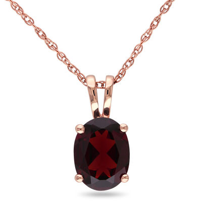 Oval Garnet Pendant in 10K Rose Gold 