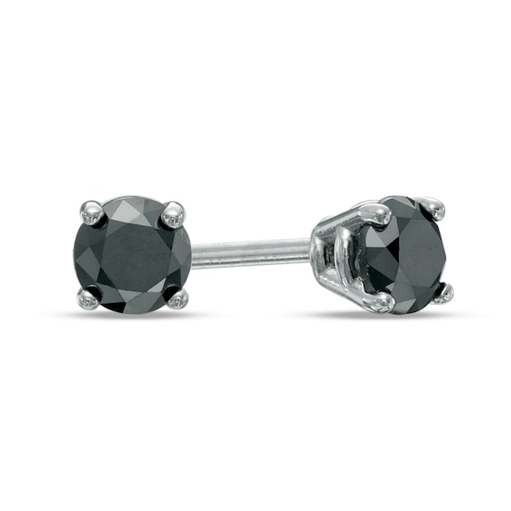 1/3 CT. T.w. Black Diamond Solitaire Stud Earrings in 10K White Gold