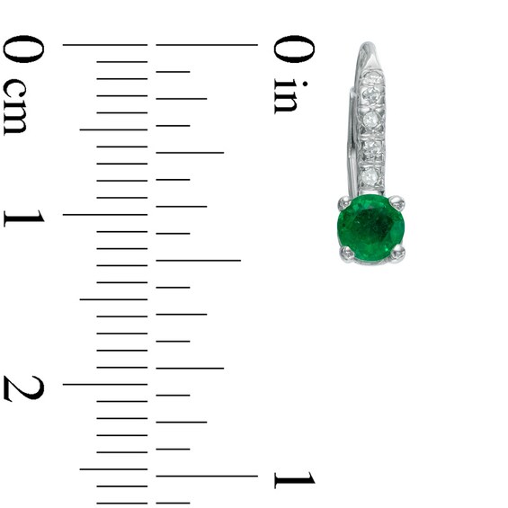 4.0mm Emerald and 1/10 CT. T.w. Diamond Drop Earrings in 14K White Gold