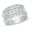 Thumbnail Image 0 of Men's 2 CT. T.W. Three Row Diamond Ring in 14K White Gold