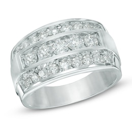 2 CT. T.W. Three Row Diamond Ring in 14K White Gold