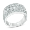 Thumbnail Image 1 of Men's 2 CT. T.W. Three Row Diamond Ring in 14K White Gold