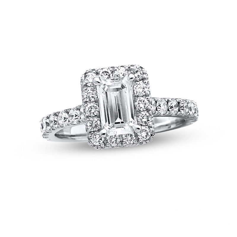 Neil Lane Collections Zales Neil Lane Bridal Collection 2 Ct T W Emerald Cut Diamond Frame Engagement Ring