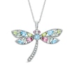 Thumbnail Image 0 of Multi-Gemstone Dragonfly Pendant in Sterling Silver