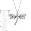 Thumbnail Image 1 of Multi-Gemstone Dragonfly Pendant in Sterling Silver