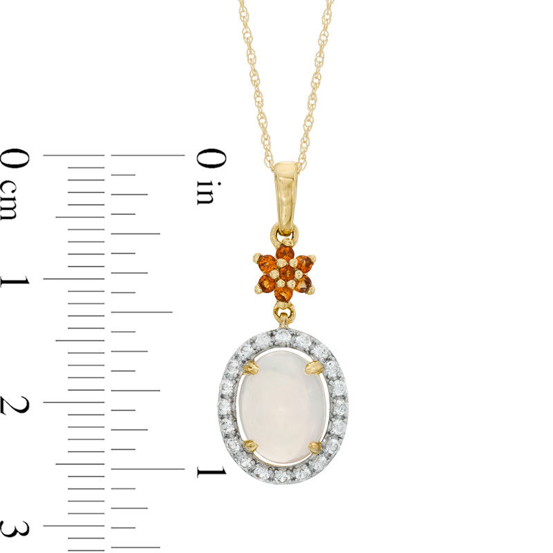 Main Image 2 of Oval Opal, Madeira Citrine and Lab-Created White Sapphire Pendant in 10K Gold