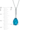 Thumbnail Image 2 of Pear-Shaped Blue Quartz Triplet and Lab-Created White Sapphire Pendant and Drop Earrings Set in Sterling Silver