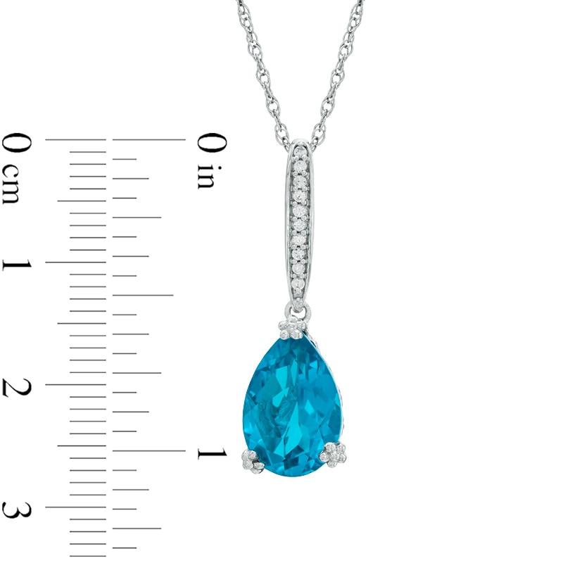 Main Image 2 of Pear-Shaped Blue Quartz Triplet and Lab-Created White Sapphire Pendant and Drop Earrings Set in Sterling Silver