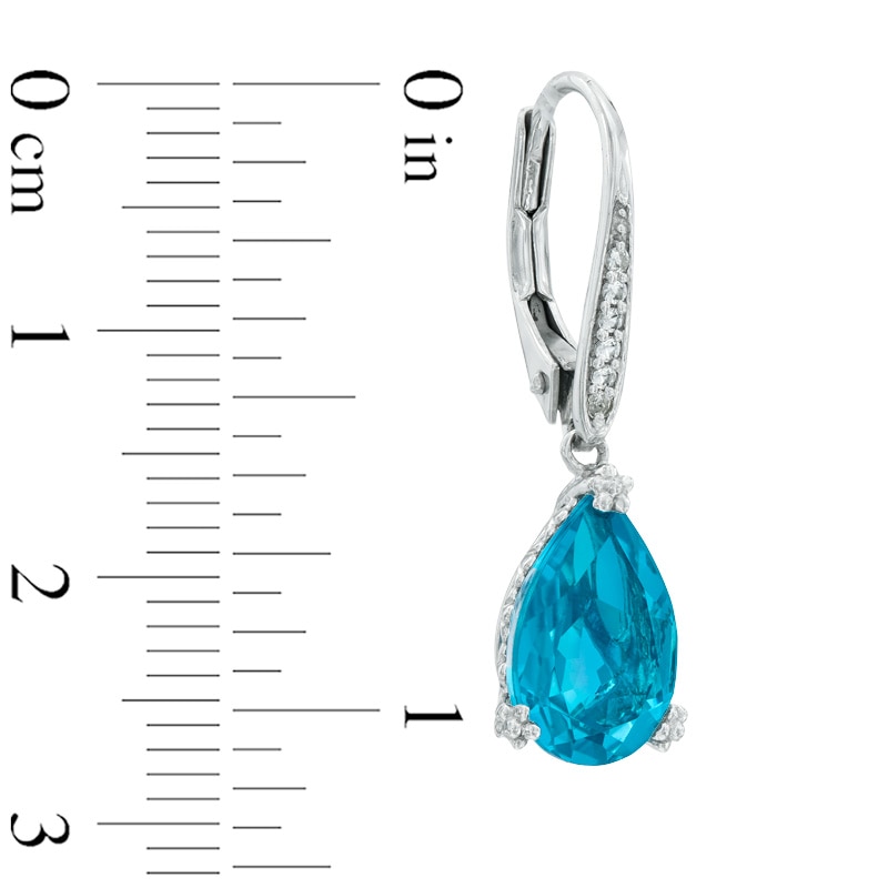 Main Image 3 of Pear-Shaped Blue Quartz Triplet and Lab-Created White Sapphire Pendant and Drop Earrings Set in Sterling Silver