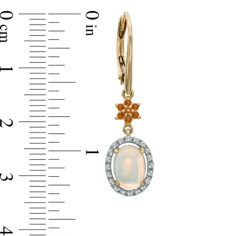 Main Image 2 of Oval Opal, Madeira Citrine and Lab-Created White Sapphire Drop Earrings in 10K Gold