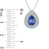 Thumbnail Image 1 of Pear-Shaped Tanzanite and 1/4 CT. T.W. Diamond Frame Pendant in 14K White Gold