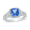 Thumbnail Image 1 of 7.0mm Cushion-Cut Tanzanite and 3/8 CT. T.W. Diamond Frame Ring in 14K White Gold