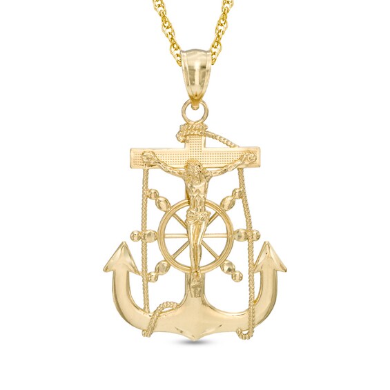 Mariner Cross Necklace Charm in 10K Gold
