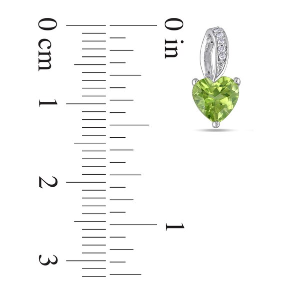 6.0mm Heart-Shaped Peridot and Diamond Accent Stud Earrings in 10K White Gold 6.0mm Heart-Shaped Peridot and Diamond Accent Stud Earrings in 10K White Gold