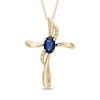 Thumbnail Image 0 of Oval Blue Sapphire and Diamond Accent Cross Pendant in 10K Gold