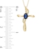 Thumbnail Image 1 of Oval Blue Sapphire and Diamond Accent Cross Pendant in 10K Gold