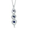 Thumbnail Image 1 of Lab-Created Blue Sapphire and Diamond Accent Three Stone Pendant in Sterling Silver
