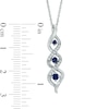 Thumbnail Image 2 of Lab-Created Blue Sapphire and Diamond Accent Three Stone Pendant in Sterling Silver