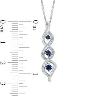 Lab-Created Blue Sapphire and Diamond Accent Three Stone Pendant in ...