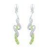 Thumbnail Image 0 of Peridot and 1/15 CT. T.W. Diamond Swirl Drop Earrings in Sterling Silver