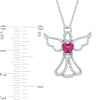 Thumbnail Image 1 of 5.0mm Heart-Shaped Lab-Created Ruby and 1/8 CT. T.W. Diamond Angel Pendant in Sterling Silver