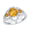 Thumbnail Image 0 of 7.0mm Cushion-Cut Citrine and 1/10 CT. T.W. Diamond Ring in Sterling Silver